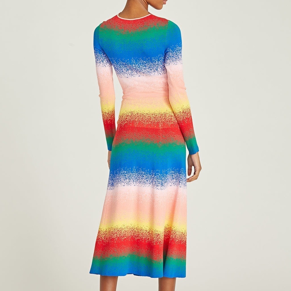 🆕 AMUR Vivian Rainbow Knit Midi Dress Sz M - Picture 7 of 8
